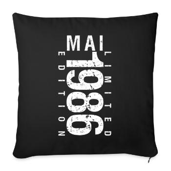 Mai 1986 Mai cadeau anniversaire May 1986 - Housse de coussin décorative 45 x 45 cm - noir - Devant