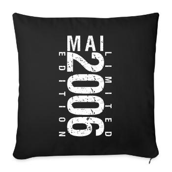 Mai 2006 Mai cadeau anniversaire May 2006 - Housse de coussin décorative 45 x 45 cm - noir - Devant