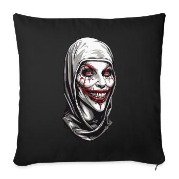 Creepy nun horror and disgust on Halloween - Sofa pillowcase 17,3'' x 17,3'' (45 x 45 cm) - black - Front