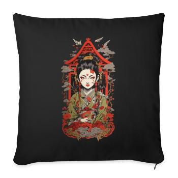 Oni Demon Streetwear Japan Art Style Retro Design - Sofa pillowcase 17,3'' x 17,3'' (45 x 45 cm) - black - Front