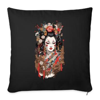 Geisha Popart Streetwear Retro Japan Art Style - Sofa pillowcase 17,3'' x 17,3'' (45 x 45 cm) - black - Front