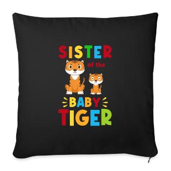 Older Sister Birth Little Sister - Sofa pillowcase 17,3'' x 17,3'' (45 x 45 cm) - black - Front