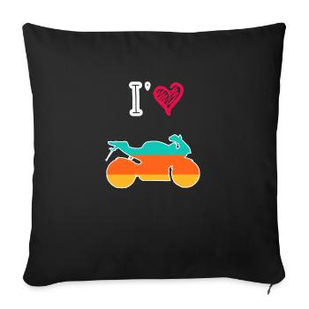 Retro-Motorrad - Sofakissenbezug 45 x 45 cm - Schwarz - Vorne