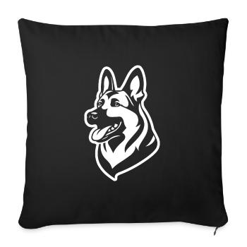 Tête de chien de berger allemand - Housse de coussin décorative 45 x 45 cm - noir - Devant