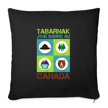 Tabarnak Je Me Barre Au Canada, Feuille D'érable - Housse de coussin décorative 45 x 45 cm - noir - Devant