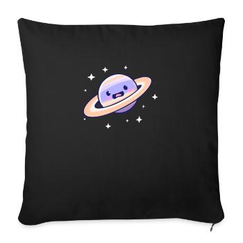 Saturne est surpris? - Housse de coussin décorative 45 x 45 cm - noir - Devant