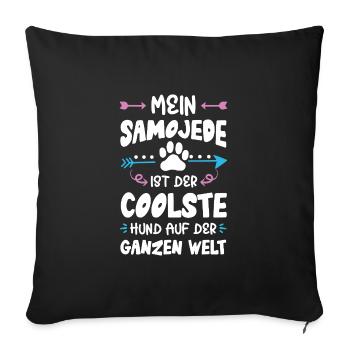 Dicton de chien Samoyède - Housse de coussin décorative 45 x 45 cm - noir - Devant