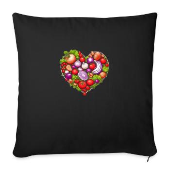 Coeur de légume, Légume, Coeur, Laitue, Tomates - Housse de coussin décorative 45 x 45 cm - noir - Devant