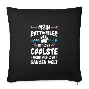 Dicton de chien Rottweiler - Housse de coussin décorative 45 x 45 cm - noir - Devant