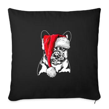Signes de Noël du Père Noël bouledogue français - Housse de coussin décorative 45 x 45 cm - noir - Devant