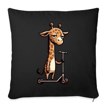 Grumpy Giraffe on Roller Comic Fun - Sofa pillowcase 17,3'' x 17,3'' (45 x 45 cm) - black - Front