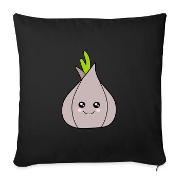 Kawaii Vegetables Onion Garlic Funny Gifts - Sofa pillowcase 17,3'' x 17,3'' (45 x 45 cm) - black - Front