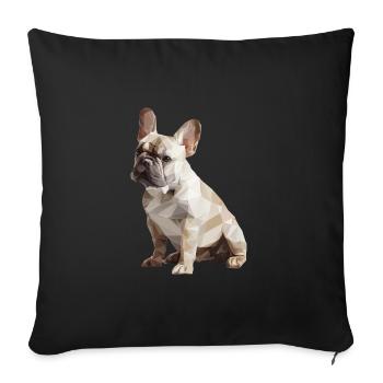 Bouledogue français Low Poly Design - Housse de coussin décorative 45 x 45 cm - noir - Devant