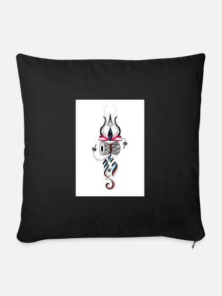 Abstrakter mystischer Lotus mit Trommeln - Sofakissenbezug 45 x 45 cm - Schwarz