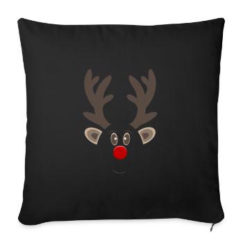 Weihnachtsrentier: Wem gehört die rote Nase? - Sofakissenbezug 45 x 45 cm - Schwarz - Vorne