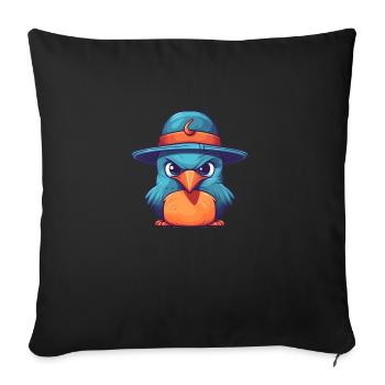 Oiseau au chapeau - Housse de coussin décorative 45 x 45 cm - noir - Devant
