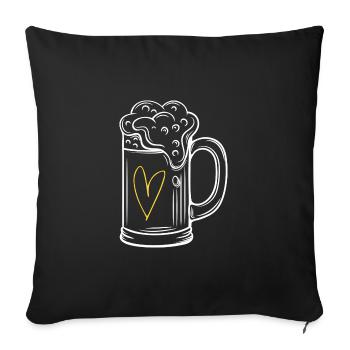 Papa Bier Herz Geschenk Vater - Sofakissenbezug 45 x 45 cm - Schwarz - Vorne