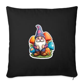 Dwarf surrounded by mushrooms - Sofa pillowcase 17,3'' x 17,3'' (45 x 45 cm) - black - Front