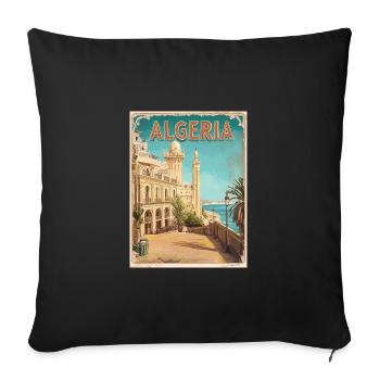 Algerie Vue Historique Côtière - Housse de coussin décorative 45 x 45 cm - noir - Devant