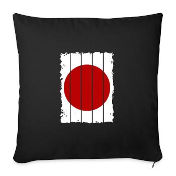 Drapeau du Japon utilisé Look Nihon drapeau japonais - Housse de coussin décorative 45 x 45 cm - noir - Devant