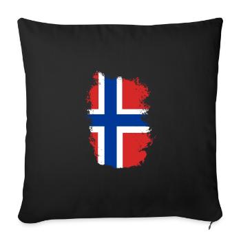 Drapeau de la Norvège Drapeau de la Scandinavie Drapeau norvégien - Housse de coussin décorative 45 x 45 cm - noir - Devant