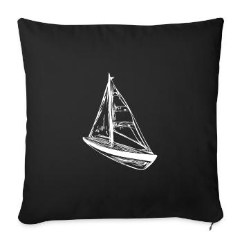 Kleines Segelboot mit Segeln - Sofakissenbezug 45 x 45 cm - Schwarz - Vorne