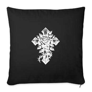 Vieille croix avec une rose avec des épines - Housse de coussin décorative 45 x 45 cm - noir - Devant