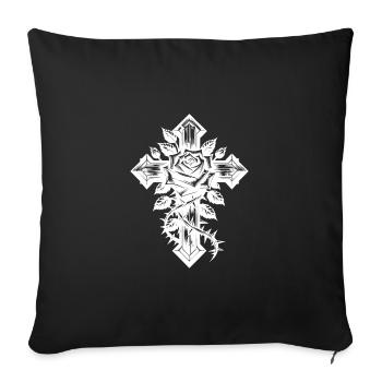 Rose with thorns on an elegant cross - Sofa pillowcase 17,3'' x 17,3'' (45 x 45 cm) - black - Front