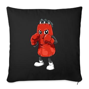 Drôle de sac de boxe avec des gants de boxe - Housse de coussin décorative 45 x 45 cm - noir - Devant