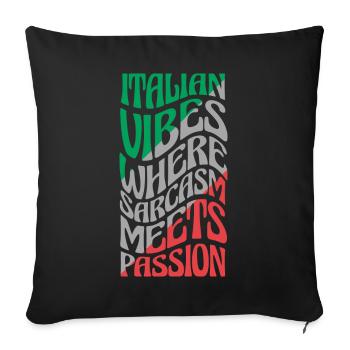 Sarcasme drôle Italie - Housse de coussin décorative 45 x 45 cm - noir - Devant