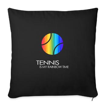 Balle de match de tennis Balle de tennis « arc-en-ciel-tennis-temps » - Housse de coussin décorative 45 x 45 cm - noir - Devant