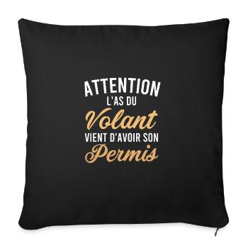 Jeune conducteur Pour Permis Conduire - Housse de coussin décorative 45 x 45 cm - noir - Devant