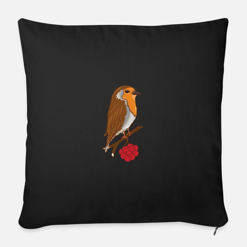 Rotkehlchen Baum Vögel Vogel Tier Geschenk - Sofakissenbezug 45 x 45 cm - Schwarz