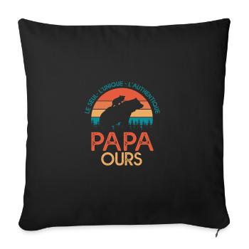 papa ours cadeau papa tshirt papa ours - Housse de coussin décorative 45 x 45 cm - noir - Devant