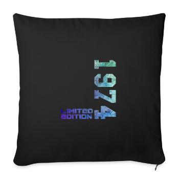 50e anniversaire homme femme 50 ans 1974 déco drôle - Housse de coussin décorative 45 x 45 cm - noir - Devant