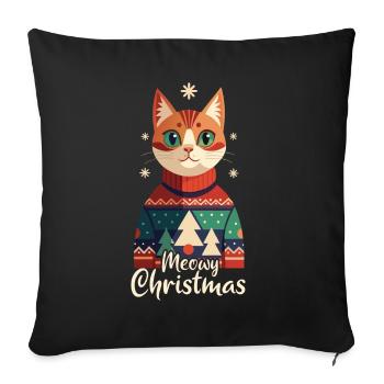 Meowy Christmas - Gift with Cat - Sofa pillowcase 17,3'' x 17,3'' (45 x 45 cm) - black - Front