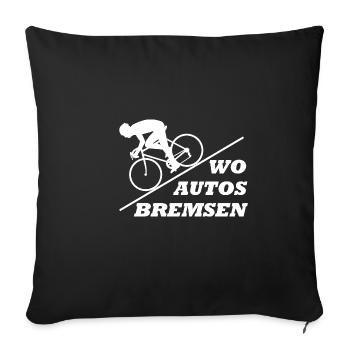 Fahrrad Rennrad Wo Autos bremsen - Sofakissenbezug 45 x 45 cm - Schwarz - Vorne