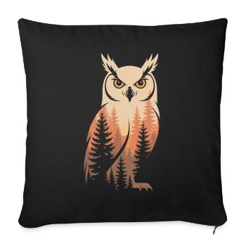 Eule Wald Natur - Sofakissenbezug 45 x 45 cm - Schwarz - Vorne