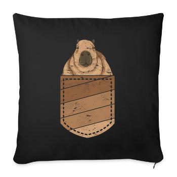 Nagetier Geschenk Niedliches Brusttasche Capybara - Sofakissenbezug 45 x 45 cm - Schwarz - Vorne