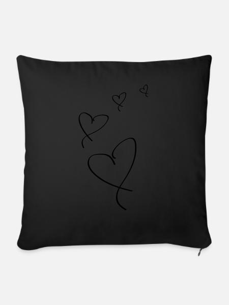 Fliegende Herzen - Sofakissenbezug 45 x 45 cm - Schwarz