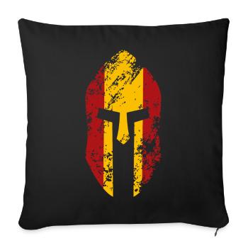 Spartan helmet with the flag of Spain - Sofa pillowcase 17,3'' x 17,3'' (45 x 45 cm) - black - Front