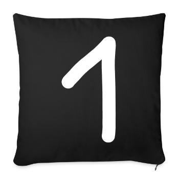 1 number one number white birthday - Sofa pillowcase 17,3'' x 17,3'' (45 x 45 cm) - black - Front