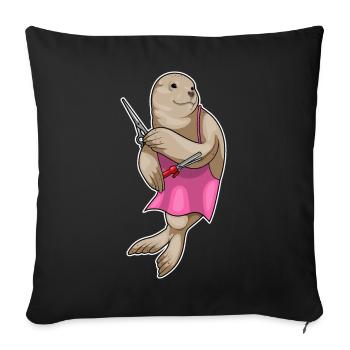 Sceaux-coiffeur Seal - Housse de coussin décorative 45 x 45 cm - noir - Devant