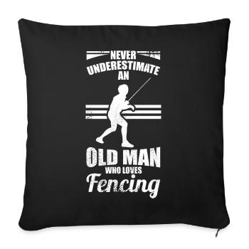 Grand-père d’escrime - Housse de coussin décorative 45 x 45 cm - noir - Devant