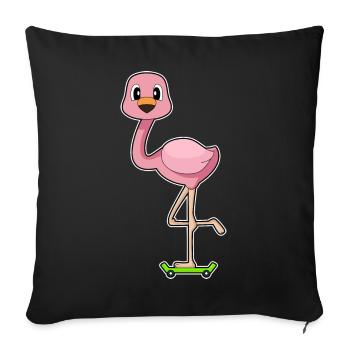 Flamingo Skater Skateboard - Housse de coussin décorative 45 x 45 cm - noir - Devant