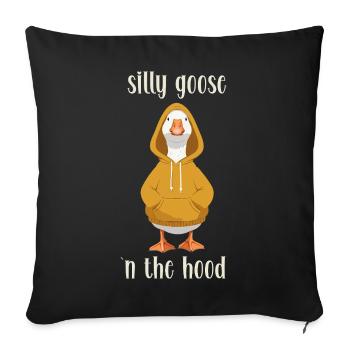 Funny "Goose n the Hood" Hoodie Illustration - Sofa pillowcase 17,3'' x 17,3'' (45 x 45 cm) - black - Front