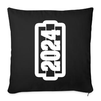 Year 2024 - Sofa pillowcase 17,3'' x 17,3'' (45 x 45 cm) - black - Front