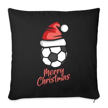 Christmas Football Santa Hat Design - Sofa pillowcase 17,3'' x 17,3'' (45 x 45 cm) - black - Front