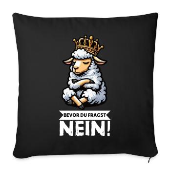 Before you ask: sheep, sheep, shepherd, sheep farmer - Sofa pillowcase 17,3'' x 17,3'' (45 x 45 cm) - black - Front