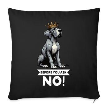 Avant de demander à un grand dogue grand dogue propriétaire de dogue allemand - Housse de coussin décorative 45 x 45 cm - noir - Devant